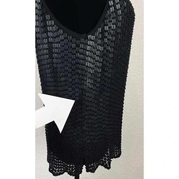 PARKER • Black Carson Combo Silk Chiffon Sequin Embellished Tank Top, S - Picture 8 of 16